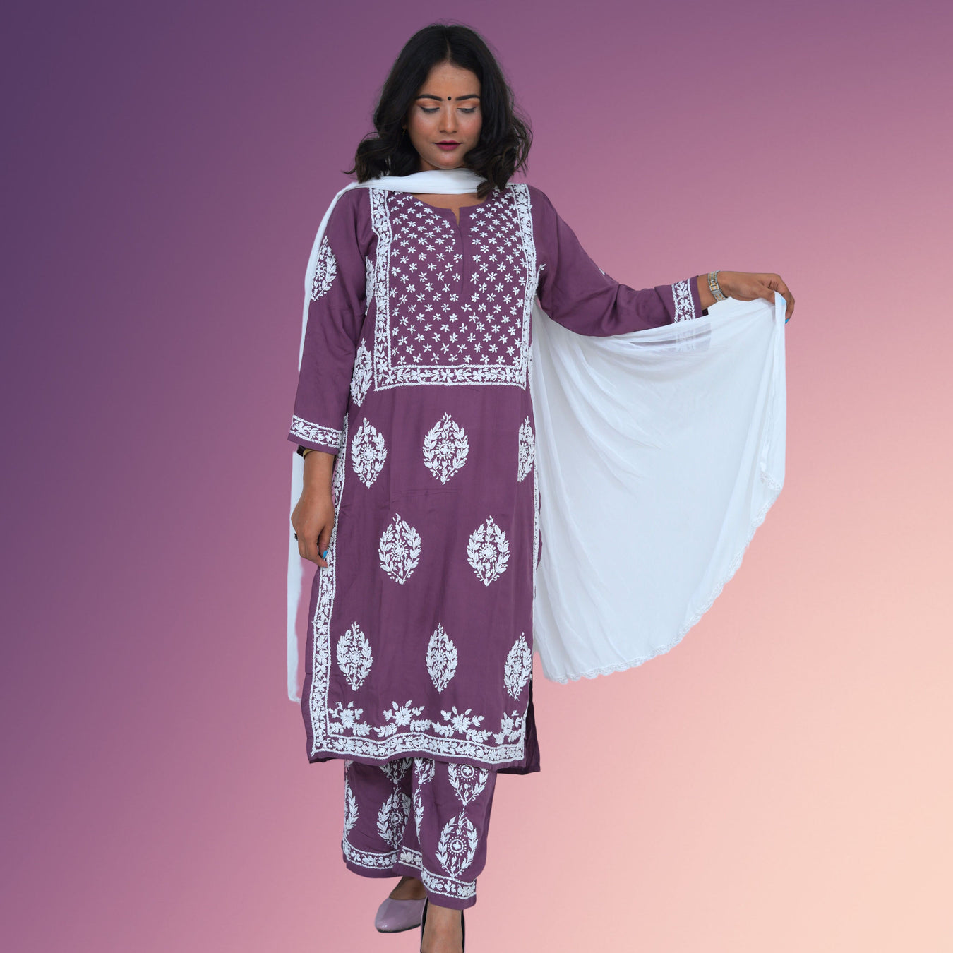 Chikankari Kurti & Palazzo Set