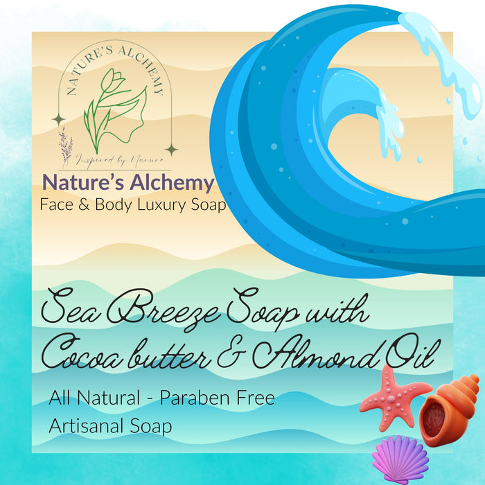 Nature's Alchemy Blue Ocean Soap with Cocoa Butter, Almond Oil and More Large (150 gm)
